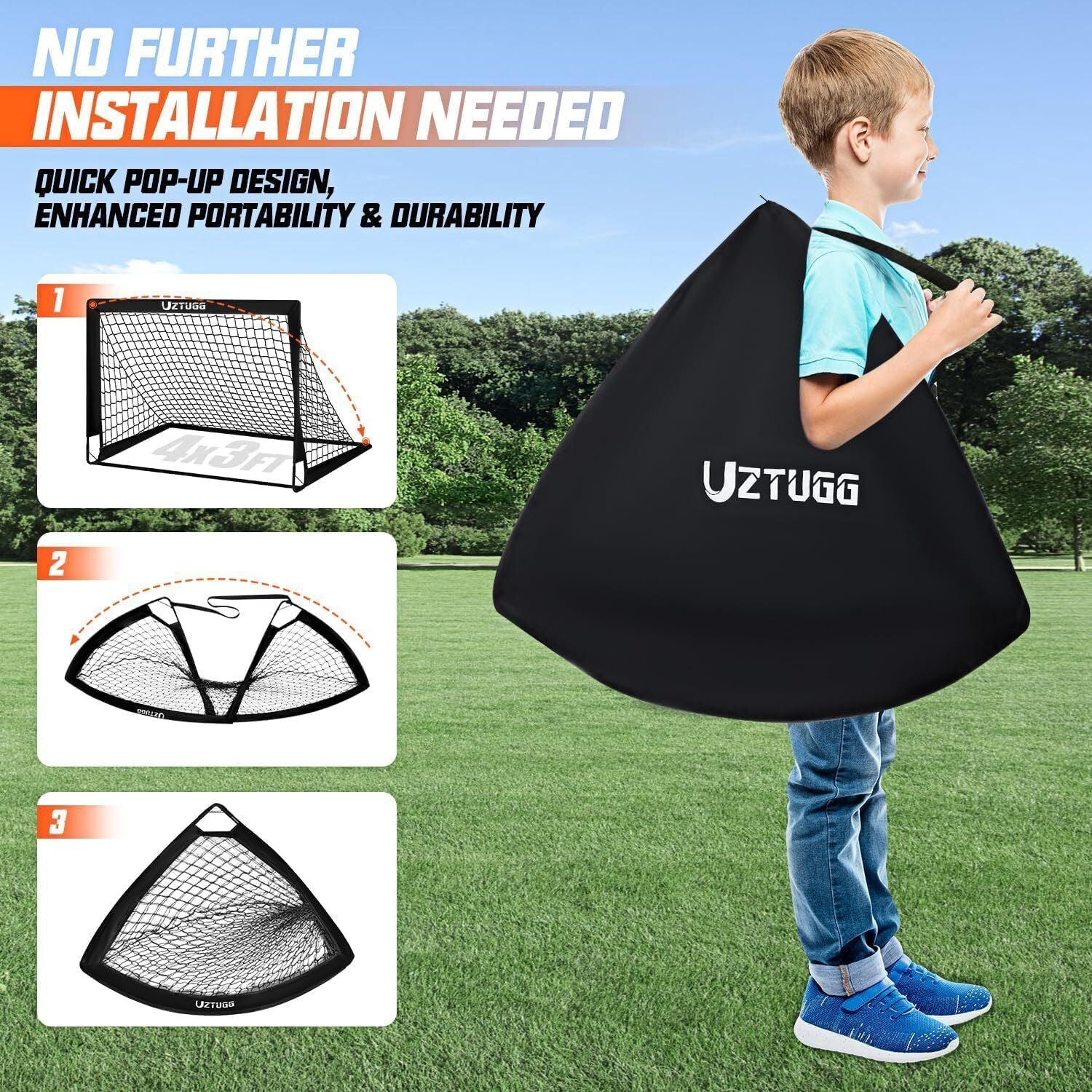 Soccer Goals for Backyard, Soccer Goal, 2 Pack 4' X 3' Soccer Goal Training E...
